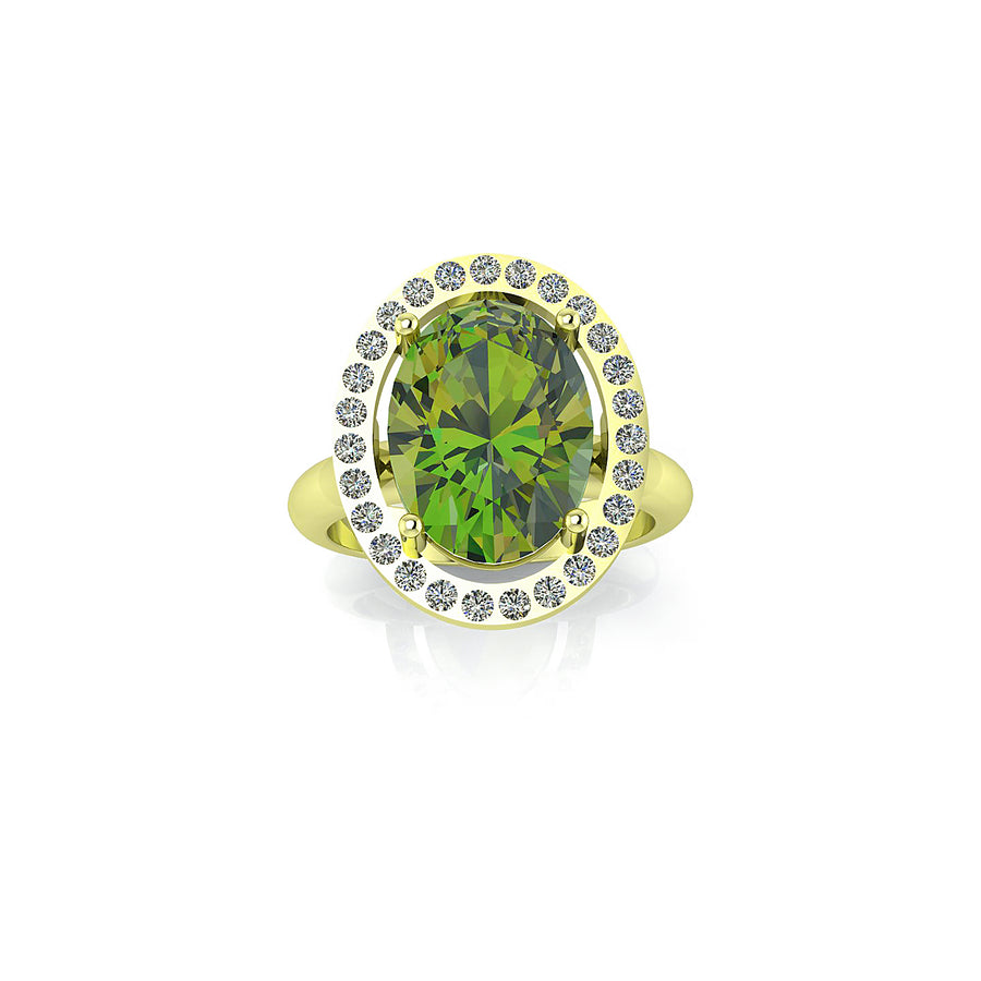 Anello Olivina Diamanti e oro verde