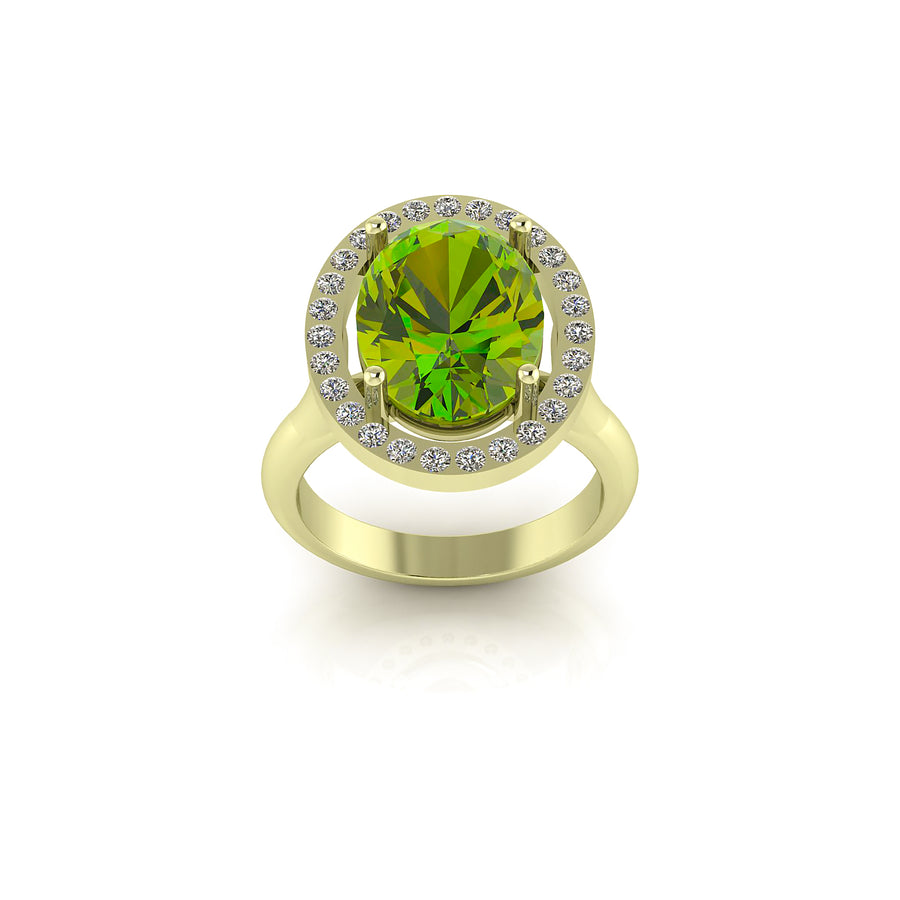 Anello Olivina Diamanti e oro verde