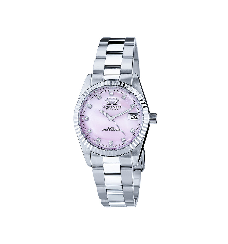 Lanfossi Women's Pink Mother of Pearl Watch Customizable