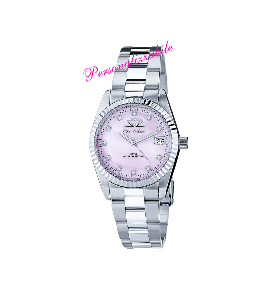 Lanfossi Women's Pink Mother of Pearl Watch Customizable