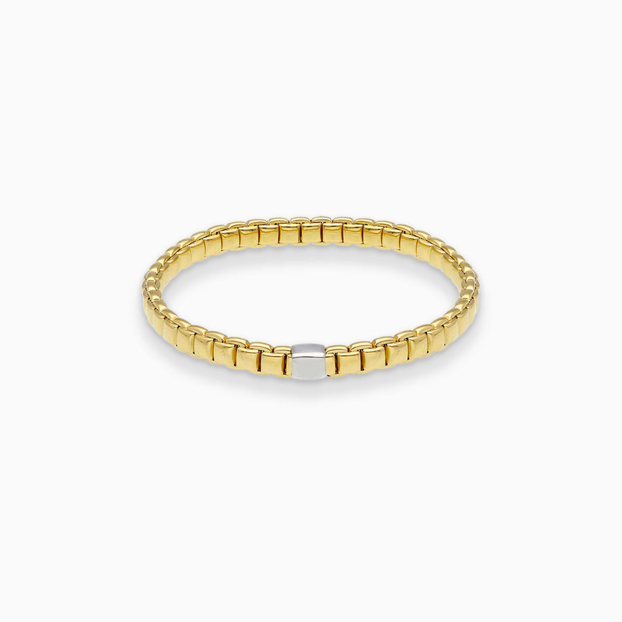 Bracciale oro giallo maglia elastica squadrata