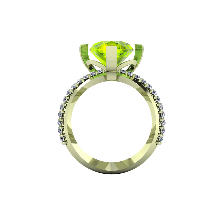 Anello Olivina Diamanti e Oro Verde