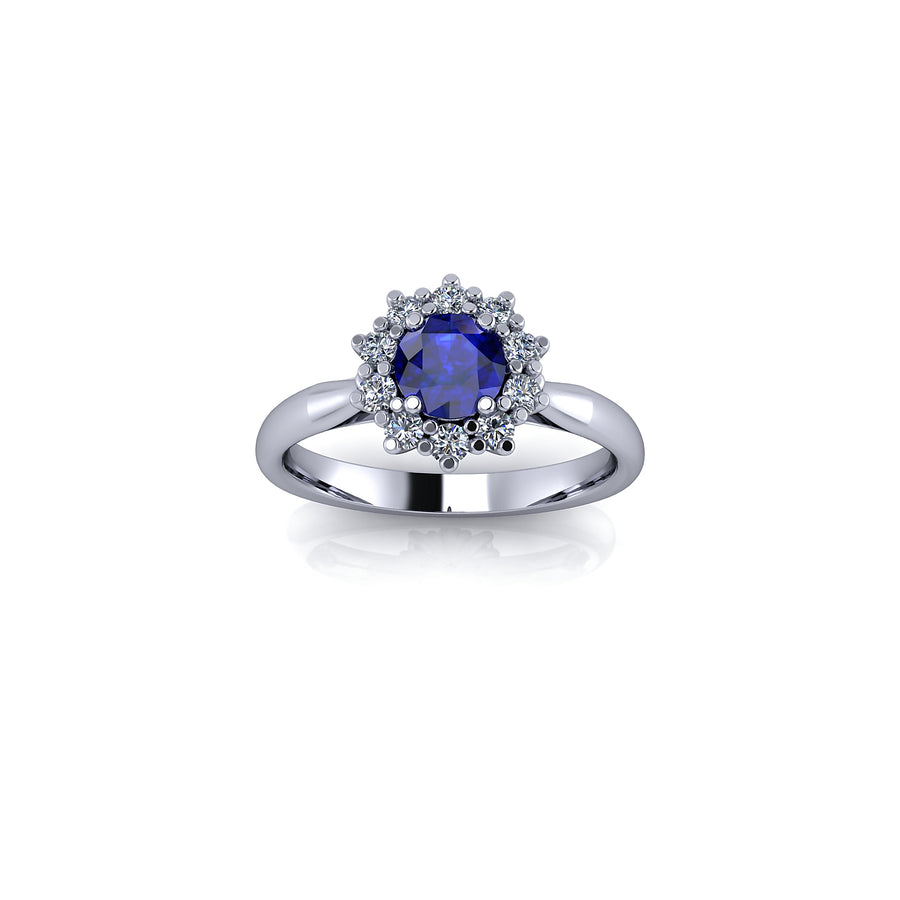 Sapphire and Diamond Flower Ring