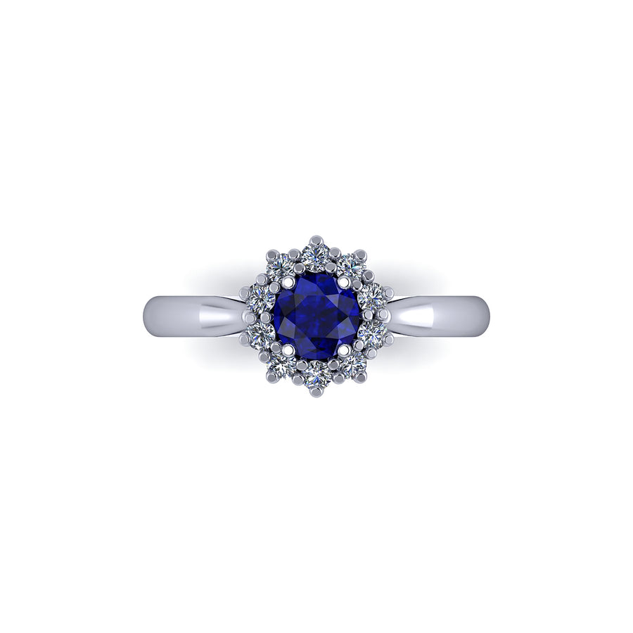 Sapphire and Diamond Flower Ring