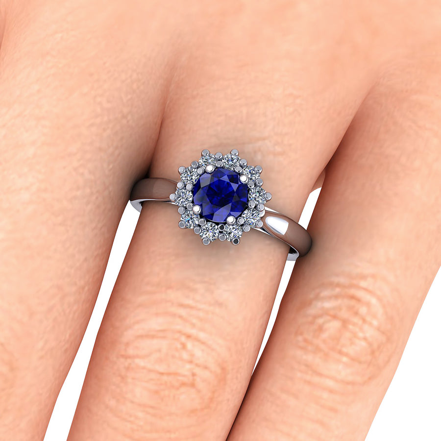 Sapphire and Diamond Flower Ring