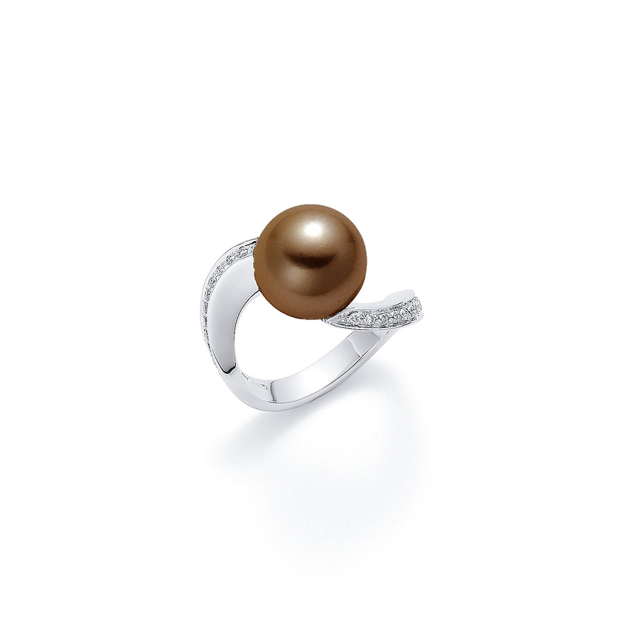 Pearl Chocolate and Diamond Ring