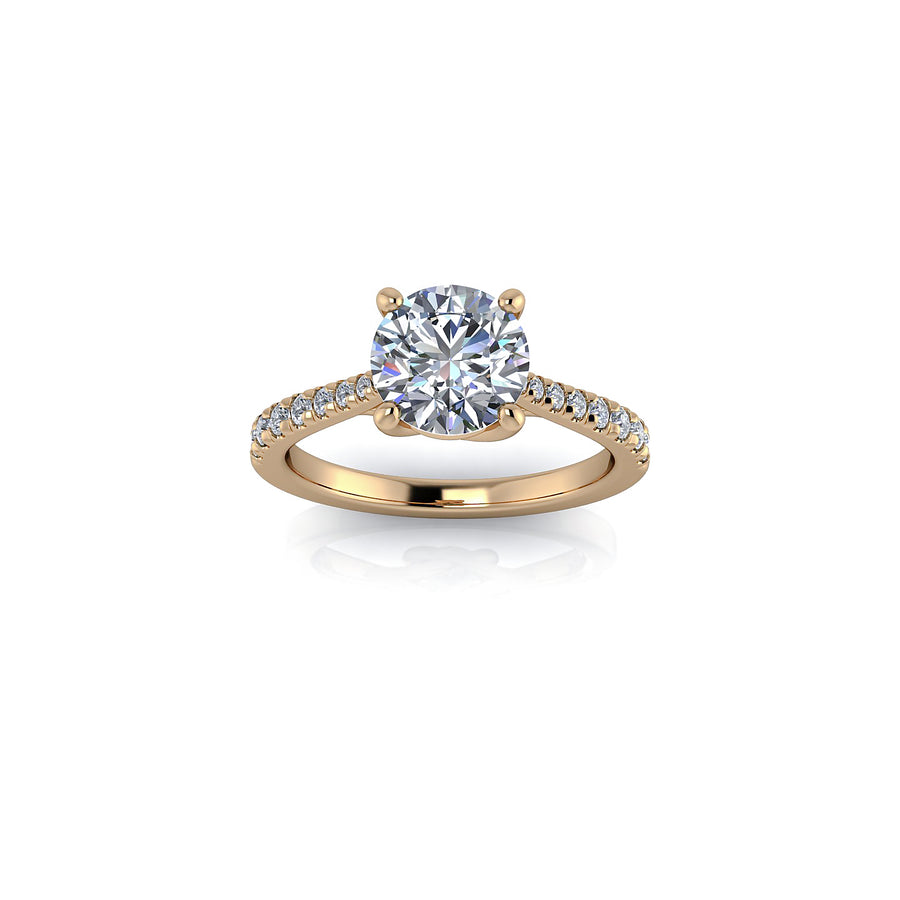 Diamond Solitaire with Diamonds on the Yellow Gold shank