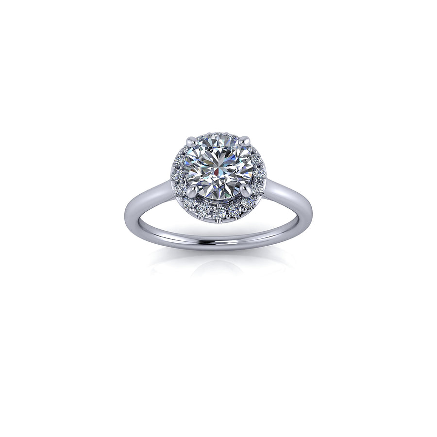 Diamond solitaire with diamond outline