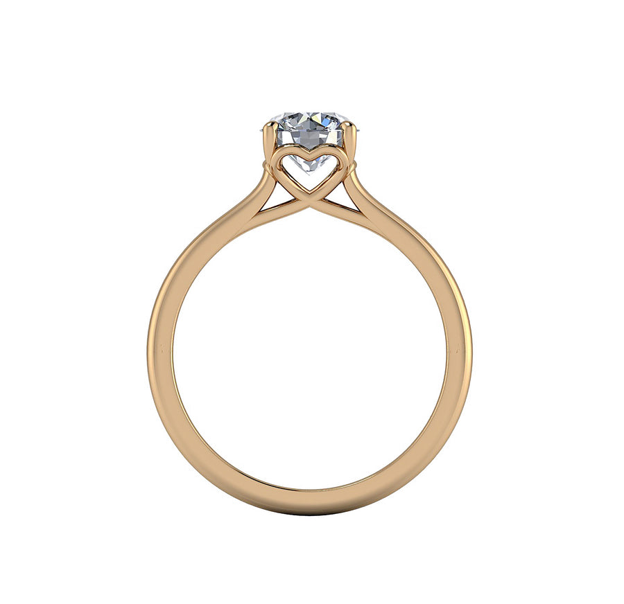 Brilliant Cut Diamond Heart Solitaire in Yellow Gold