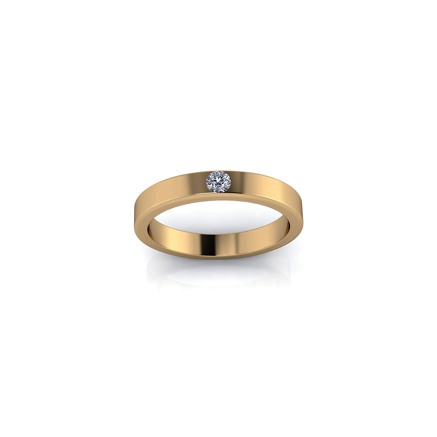 Square wedding ring with brilliant yellow gold